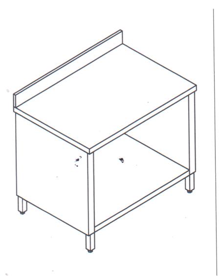 TAVOLO ACCIAIO 290X70X85 ARMADIATO A GIORNO CON RIPIANO