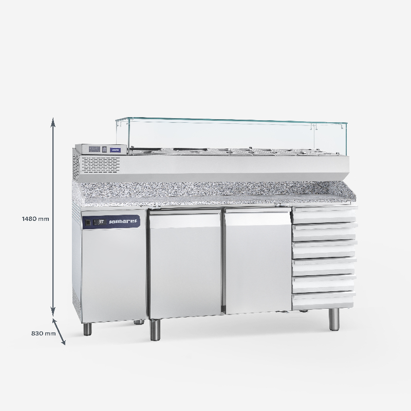 TAVOLO REFRIGERATO PIZZERIA MOD. TP2CVRTNEP